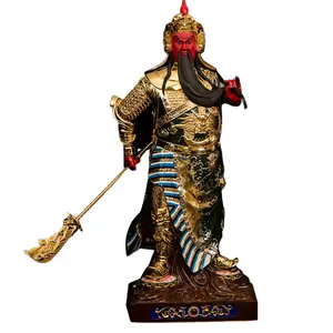 Sanmantuo Guan Gongwu Patung Buddha Kekayaan, Ornamen Emas Tembaga Murni 67CM Didedikasikan untuk Guan Erye Guan Yu