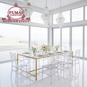 ชุดเก้าอี้อะคริลิคทันสมัย FUMAI FURNITURE พร้อมโต๊ะโครงสีทอง สำหรับงานแต่งงาน งานอีเว้นท์ และเฟอร์นิเจอร์โรงแรม - Product Image 1