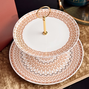 Exquisitos Platos de Postre de Porcelana Fina de Dos Niveles, Platos para Frutas, Aptos para Lavavajillas, Estilo Americano, Color Personalizado - Product Image 1