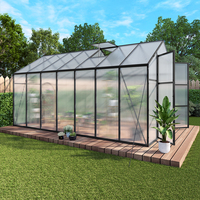 Kit de serre moderne écologique en polycarbonate et aluminium avec porte verrouillable, anti-rongeurs, pour jardin domestique, utilisation hivernale