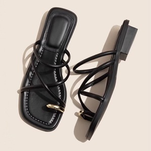 Zapatillas de verano para mujer, zapatos romanos de tacón plano, Sandalias de tacón bajo, calzado 2024 para mujer, Gladiador, Punta abierta, playa para mujer - Product Image 2
