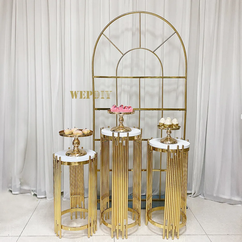 Gran Pantalla de oro pedestal planificación de eventos candy bar mesa boda telones de fondo dulce Mesa despedida de soltera fiesta de cumpleaños mesa de pastel