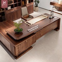 LBZ-320X Nouveau bureau de direction en forme de L de style chinois avec armoire latérale en bois massif de noyer noir d'Amérique du Nord pour PDG/Directeur général