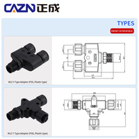 Adaptateur en Y M12 1 mâle vers 2 femelles, connecteur de type T, connecteur de type A, connecteur de type PSS, adaptateur de capteur