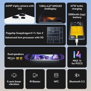 Global POCO <span class=keywords><strong>F5</strong></span> 5G Smartphone 64MP 8GB + 256GB 5000mAh Batería 6,67 Pulgadas POCO <span class=keywords><strong>F5</strong></span> Teléfono Móvil - Product Image 4