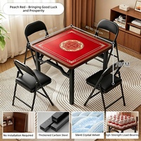 Table de Mahjong et de Salle à Manger Pliante de Luxe à Double Usage avec Structure Métallique Portable pour la Maison, les Salles d'Échecs/de Cartes
