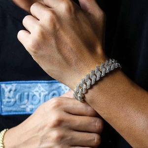Trendy Iced Out <b>Silver</b> Rhodium Plated Cuban Link <b>Bracelet</b> for <b>Men</b> Luxury Diamond Look Unisex Hip Hop <b>Bracelet</b> Jewelry - Product Image 6