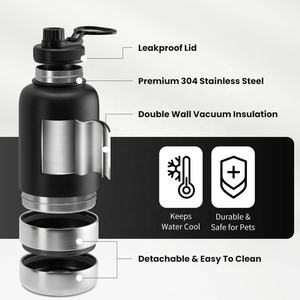 Leakproof Insulated Stainless Steel 3-in-1 Portable Durable <b>Food</b> Grade Dog Water Bottle with Bowls 32oz - Product Image 5