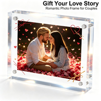 Support photo double face transparent personnalisé, support de table flottant pour la décoration de la maison, cadre photo magnétique en acrylique