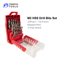 Jeu de 25 forets M2 HSS 1-13 mm à pointe étagée en acier rapide pour acier inoxydable, métaux durs et aluminium, longue durée de vie