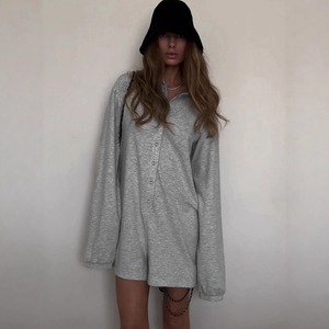 <span class=keywords><strong>Mono</strong></span> informal americano nuevo 2026 con botones, solapa sólida y manga larga, estilo streetwear - Product Image 1