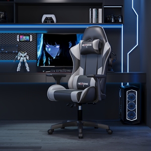 Chaise de <span class=keywords><strong>bureau</strong></span> ergonomique confortable pour le jeu sur ordinateur avec repose-pieds réglable, chaise de jeu vidéo en cuir PU pour les joueurs - Product Image 3