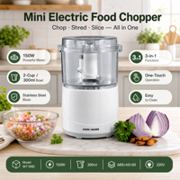 Nuevo Diseño 3 en 1 Mini Picadora Eléctrica de Verduras, Procesador de Alimentos para Cocina Casera, Cortador de Verduras, Cebollas, Frutas y Alimentos