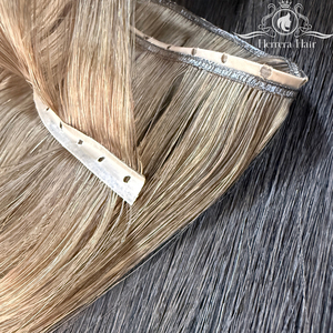 Extensions de cheveux naturels Remy vierges de qualité supérieure, tissages papillon invisibles, Genius Weft avec trou - Product Image 1