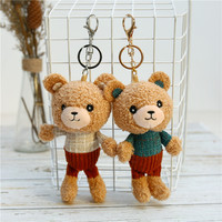 Adorable porte-clés ours en peluche, pendentif de sac en peluche doux, breloque mignonne pour sac à dos, cadeau pour filles, vente en gros