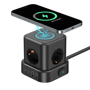 Cube điện EU tiêu chuẩn bộ chuyển đổi tháp 5 AC cửa hàng 4 <span class=keywords><strong>USB</strong></span> Bộ sạc mở rộng ổ cắm 4 <span class=keywords><strong>USB</strong></span> đầu ra với bộ sạc không dây - Product Image 1