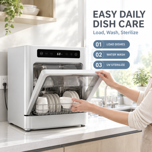 Lavavajillas de encimera doméstico sin instalación, automático, inteligente, con desinfección y secado, de plástico y acero inoxidable, 8 servicios - Product Image 5