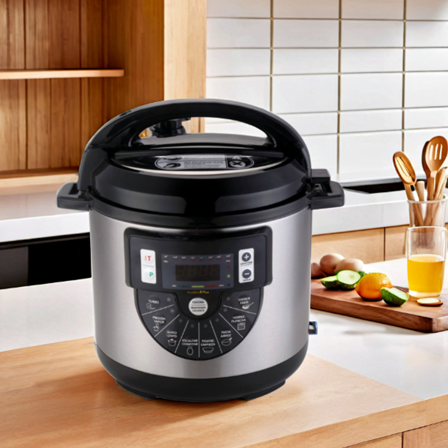 New Design 5/6L Electric Pressure Cooker with Air Fryer Non-Stick Coating Inner Pot Stainless Steel Housing in French Language
