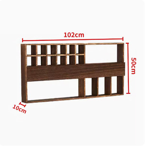 Solid Wood Chinese Style <b>Wall</b> Mounted Display <b>Shelf</b> Double Tier Rectangle Teapot Tea Set <b>Storage</b> Rack For Living Room - Product Image 4