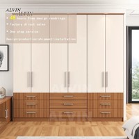 Lemari Pakaian Kayu Kelas Atas, Lemari Kamar Tidur Kapasitas Besar, Lemari Penyimpanan Kayu Solid Panel MDF, Furnitur untuk Rumah, Vila, Apartemen