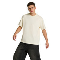 Kaos T-shirt Kasual Unisex Bahan Katun Murni Double Yarn 250gsm 32s, Model Longgar, Kerah Bulat, Lengan Pendek, Gaya Streetwear, Drop Shoulder