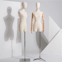 Mannequin de Présentation Femme Pas Cher pour Magasin de Vêtements, Torse de Mannequin Féminin Demi-Corps avec Bras en Bois
