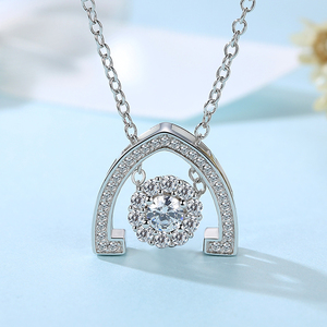 Collier pendentif en argent pour femme avec zircon cubique, plaqué rhodium, motif floral, chaîne à maillons, style classique, à porter au quotidien - Product Image 2