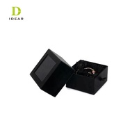 Boîte d'emballage cadeau Fenêtre transparente Logo personnalisé design moderne Prix économique Boîte à bijoux classique noire de luxe