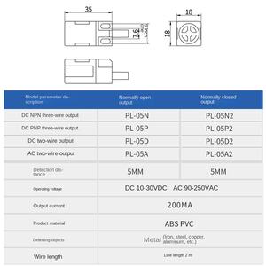 <span class=keywords><strong>PL</strong></span>-05N/<span class=keywords><strong>PL</strong></span>-05P 角型近接スイッチセンサー 金属製 NPN 2線式 3線式 24V PNP - Product Image 4