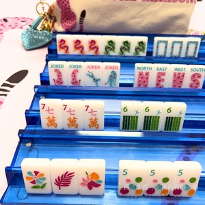 Tuiles de mahjong américaines en stock, motifs floraux spéciaux avec des designs végétaux uniques, léopard blanc 160 Zhang - Product Image 2