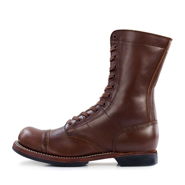 10 Inch Brown Leather Jump Boots Paraboot Work Boots Goodyear Welted Lightweight Chelsea Style for Winter Summer Western Style