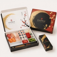 Boîte à sushi en papier biodégradable robuste et personnalisée avec séparateurs pour la restauration, la vente à emporter et l'emballage alimentaire