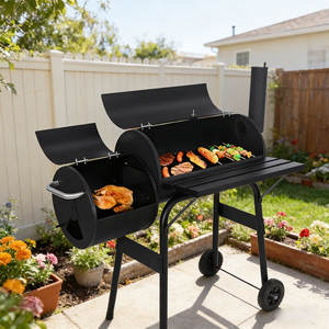 Barbecue au charbon léger sans fumée pour plus de 5 personnes, avec chariot et <span class=keywords><strong>cheminée</strong></span>, modèle Black Barrel - Product Image 5