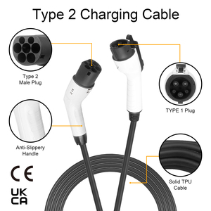 Cable de Carga para Vehículos Eléctricos Tipo 2 a Tipo 1, 32A, 7kW, 250V CA, Cable Convertidor J1772 para Conector de Carga de Vehículos Eléctricos, Cable TPU OEM - Product Image 2
