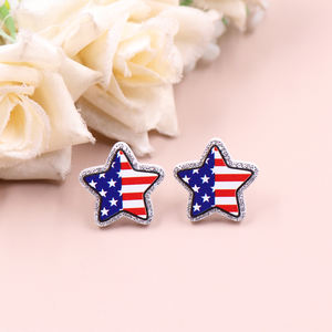 עגילי סטאד חמודים ליום העצמאות האמריקאי, בצורת כובע, כף רגל, לב, ראש עכבר, נצנצים, אקריליק, תכשיט יוניסקס - Product Image 3