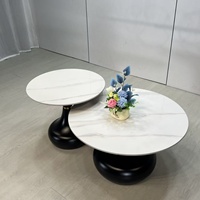 Table basse ronde en acier minimaliste moderne pour le salon, avec tiroir, meubles en bois avec table d'appoint