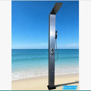 Columna <span class=keywords><strong>de</strong></span> <span class=keywords><strong>Ducha</strong></span> Exterior <span class=keywords><strong>de</strong></span> Acero Inoxidable Cepillado con Cabezal Cuadrado, Efecto Lluvia, <span class=keywords><strong>para</strong></span> Parque Acuático, Playa y Piscina - Product Image 4