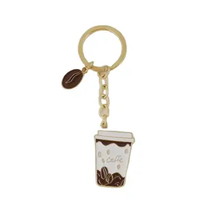 Free Design Key Ring Custom Made Coffee Bean Logo Chaveiro Soft Hard Enamel Custom Office Decoração Metal Keychain para o presente