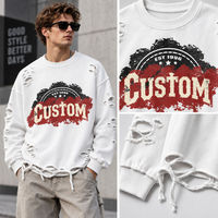 Sweat-shirt oversize à col rond effet vieilli, impression de lettres personnalisée, 100% coton épais 350-600 GSM, streetwear unisexe, OEM