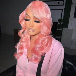 Peluca frontal de encaje transparente 13x6 13x4 con ondas corporales, <span class=keywords><strong>cabello</strong></span> humano virgen, color <span class=keywords><strong>rosa</strong></span> <span class=keywords><strong>pastel</strong></span> ombré, venta al por mayor - Product Image 4