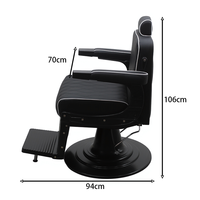 Sillas de Barbero de Cuero Genuino, Silla de Barbero Hidráulica con Base Negra, Equipo de Barbería, Silla de Estilo Profesional