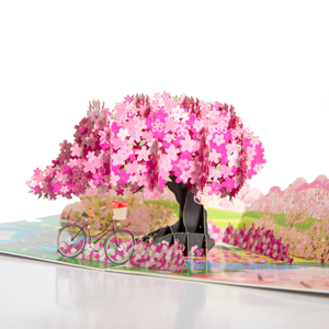 Carte de vœux 3D pop-up en papier Kirigami, motif cerisier rose Sakura, pour anniversaire, de qualité standard - Product Image 3