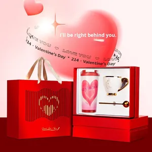 Business Event Souvenirs Girls High-end Gifts Lily Valley Ceramic Coffee Cup <b>Heart</b>-<b>shaped</b> Gift <b>Box</b> Custom Logo Printing for - Product Image 1