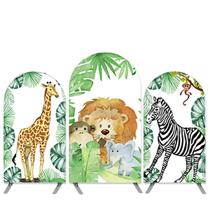 Couverture imprimée personnalisée sur le thème de la <span class=keywords><strong>jungle</strong></span> de conception de dessin animé pour le kit de toile de fond d'arche d'anniversaire - Product Image 5