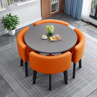 Ensemble de table à manger de luxe moderne 5 pièces (4 chaises + table) Écologique et peu encombrant pour appartement, salon, hôtel - Petits espaces