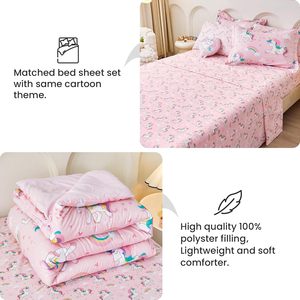 Bán Buôn Bộ Đồ Giường Thiết Lập Tùy Chỉnh Thiết Kế Cô Gái Màu Hồng <span class=keywords><strong>Unicorn</strong></span> Comforter Tấm Ga Giường Gối Trường Hợp Thiết Lập - Product Image 4