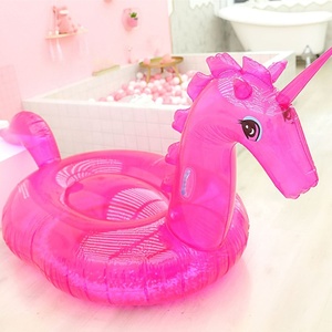 Venta al por mayor de juguetes de agua de PVC inflable transparente unicornio Animal piscina flotador - Product Image 2