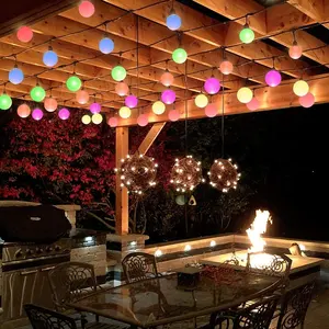 Colorful LED Bulb String Lights Outdoor 6m 20ft 30 bulbs holiday party Christmas street pathway garden yard decoration lighting
