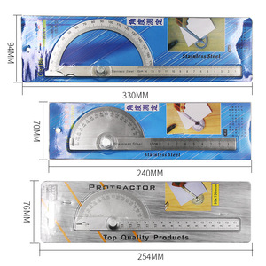 Regla de ángulo, transportador y medidor de ángulos de acero inoxidable, semicircular de 180 grados - Product Image 1