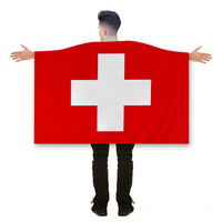 Drapeau de l'équipe de football suisse 3*5 pieds, drapeaux suisses pour le corps, 48 équipes, drapeau à main, extérieur, housse de voiture suisse